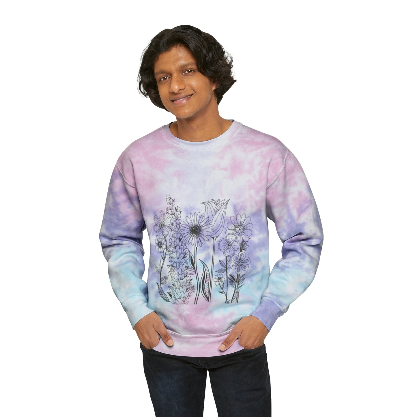 Unisex Tie-Dye Sweatshirt (Flowers)