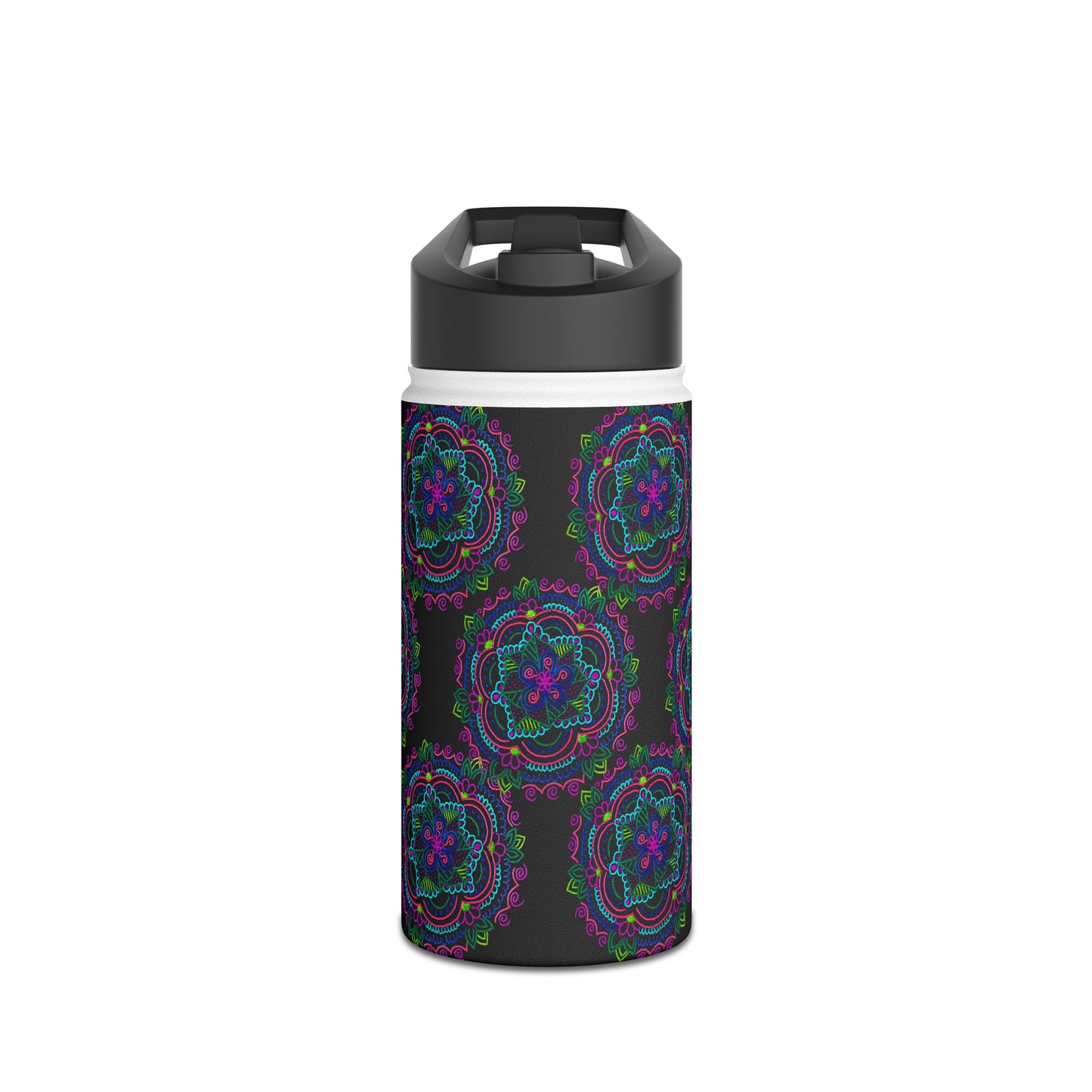 Stainless Steel Water Bottle (Black Mandala)