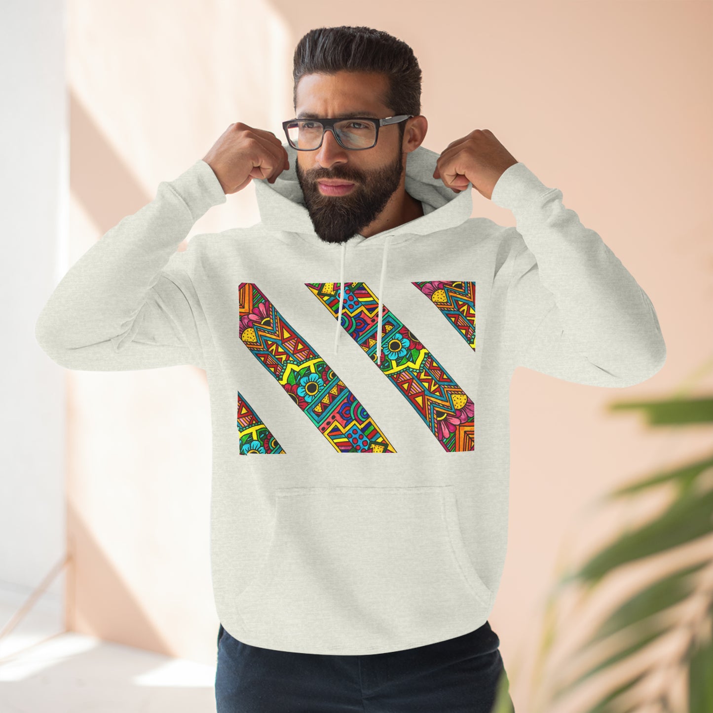 Colour Pattern Three-Panel Fleece Hoodie