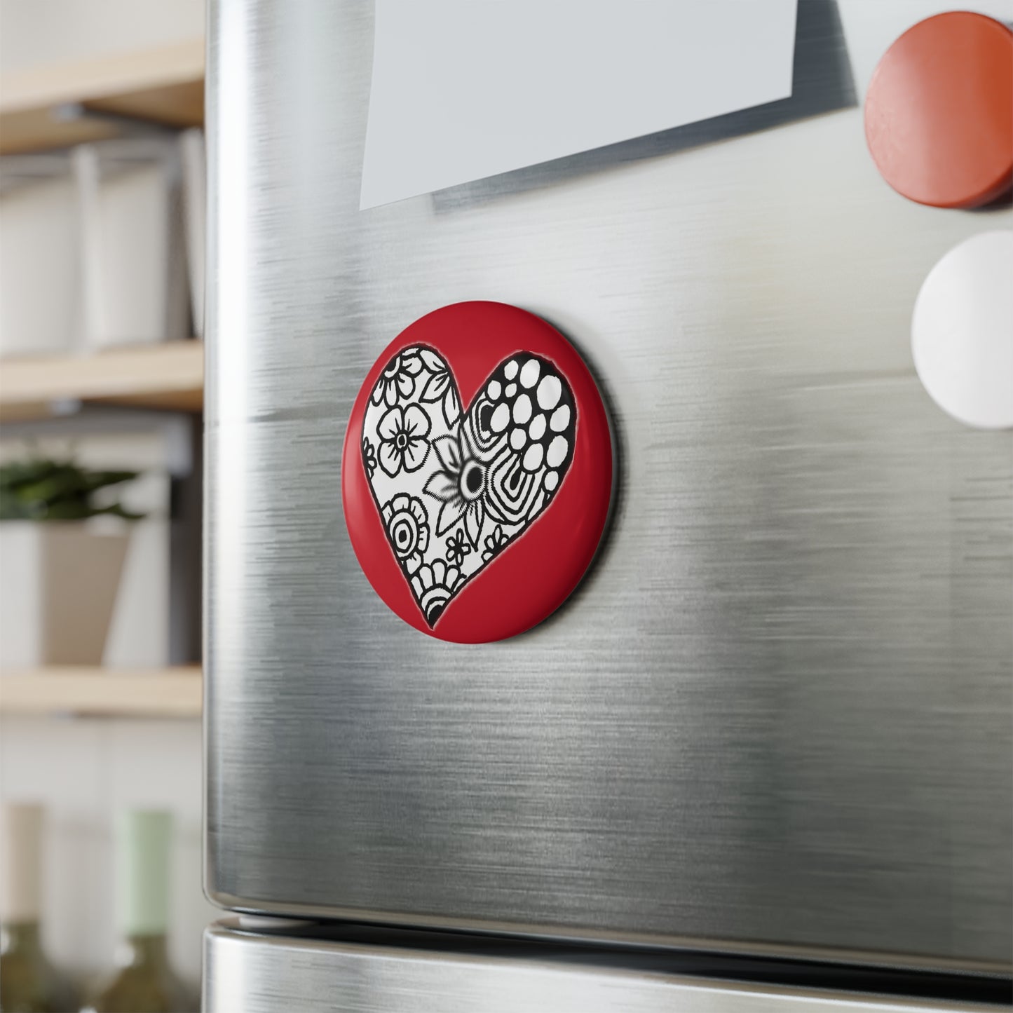 Button Magnet (Red Heart)