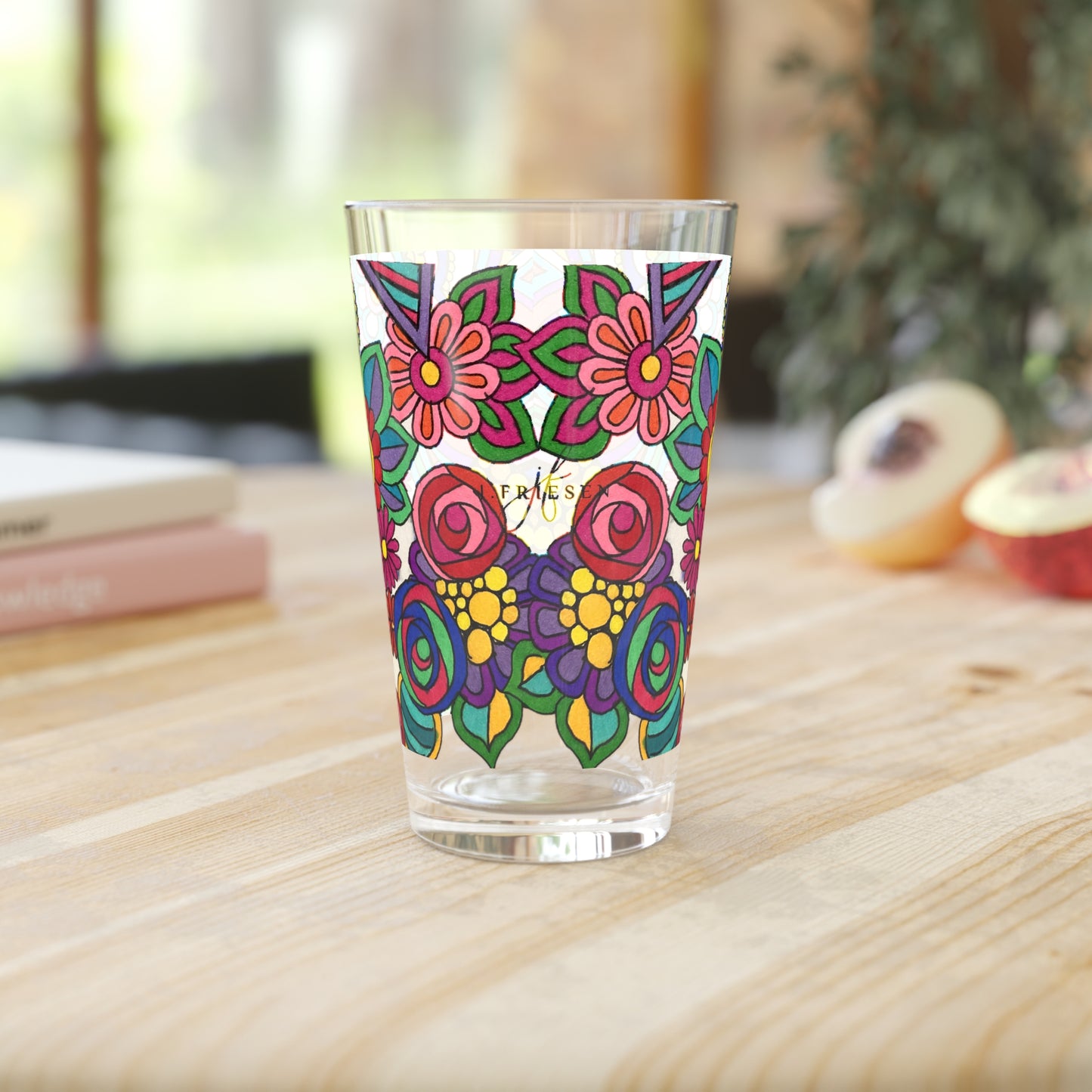 Pint Glass, 16oz (Flower)