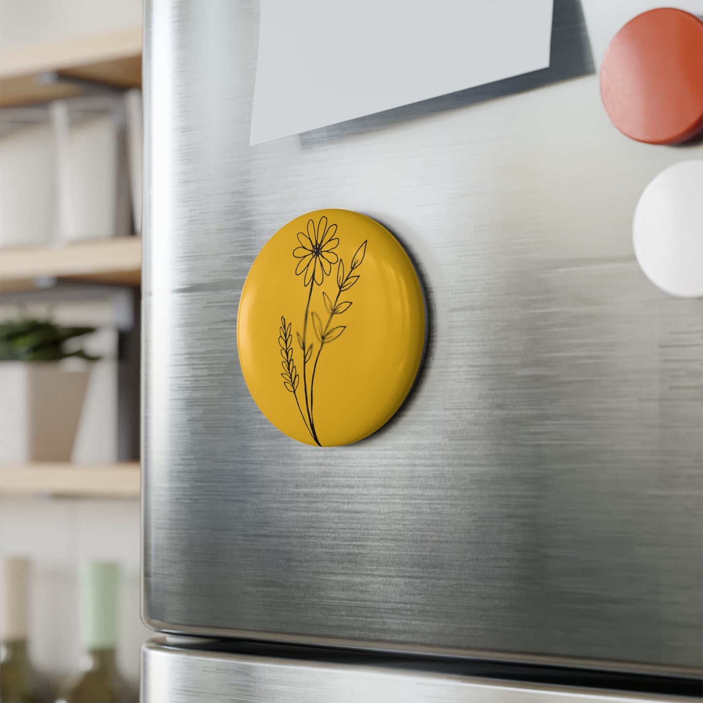 Button Magnet (Yellow Flowers)