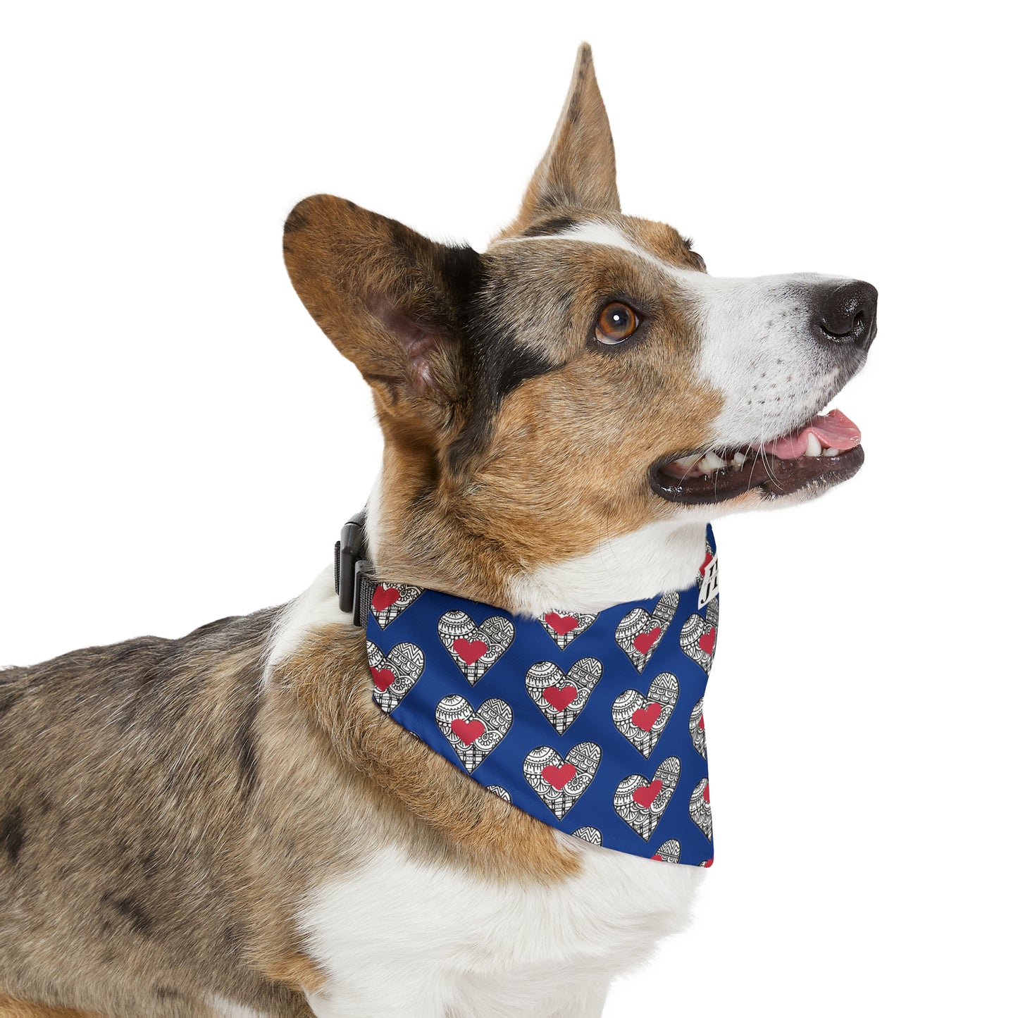 Pet Bandana Collar (Blue Hearts)