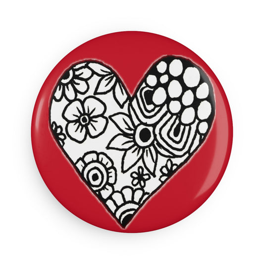 Button Magnet (Red Heart)