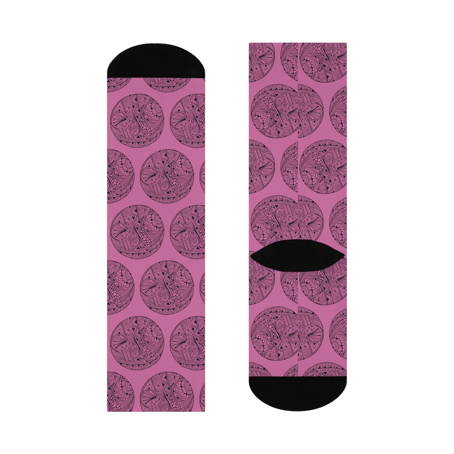 Pink Circle Print Cushioned Crew Socks