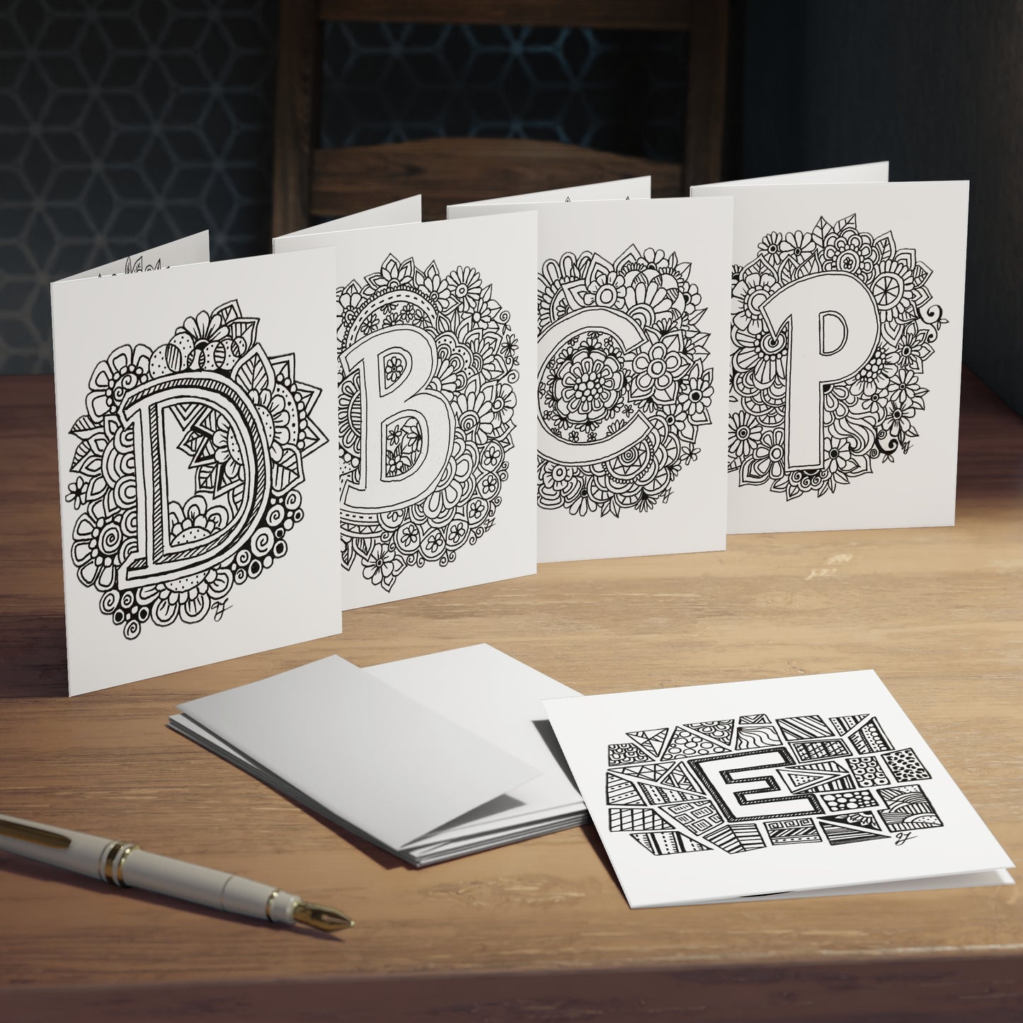 Colour Me Cards (5-Pack) Monogram 1