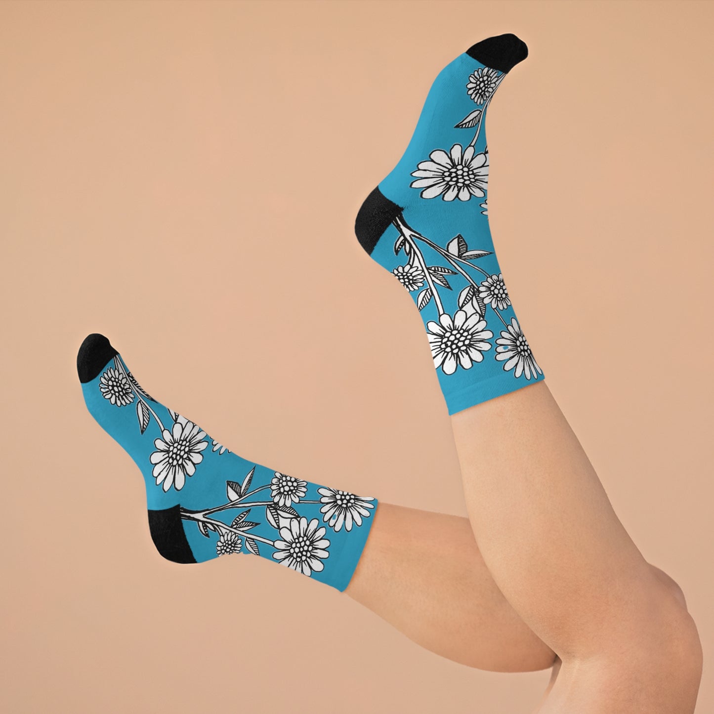 Recycled Poly Socks (Blue Daisies)