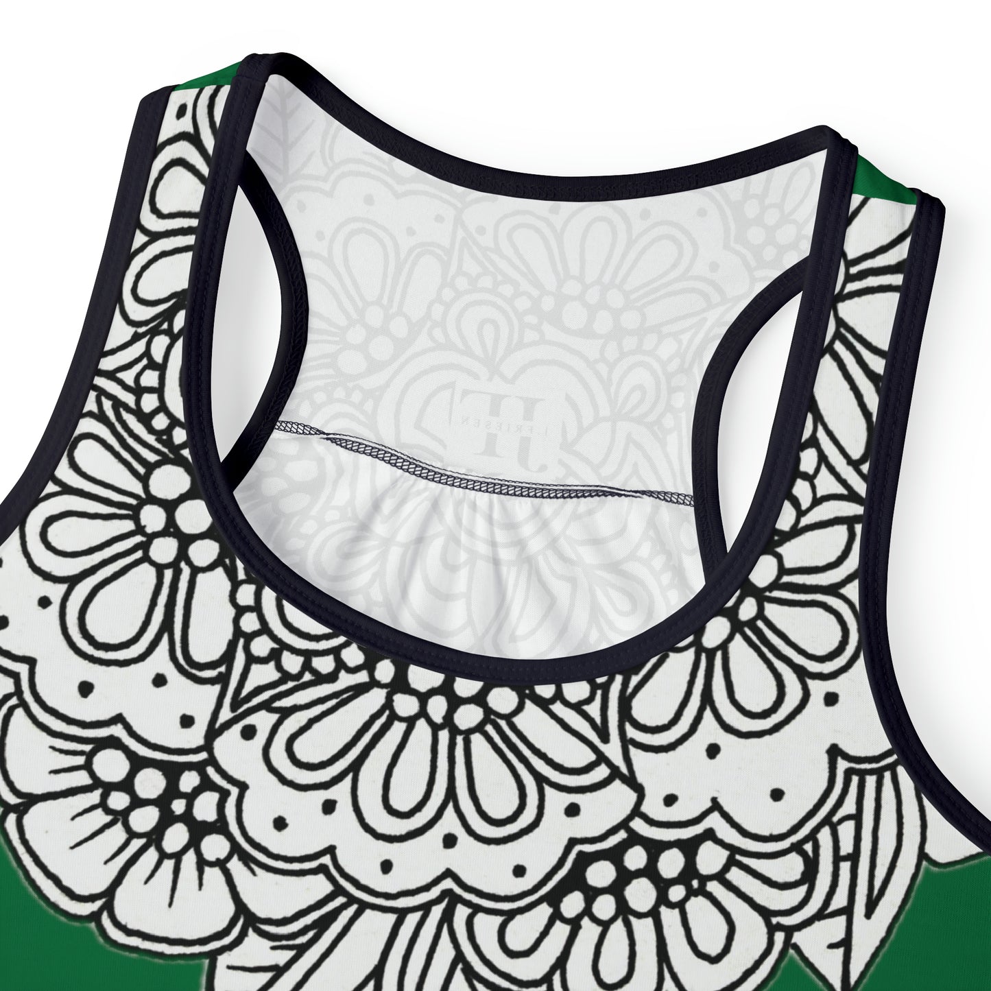 Women's Tank Top (Mandala Collar- Green)