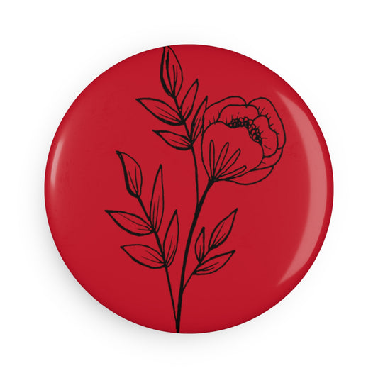 Button Magnet (Red Flower)