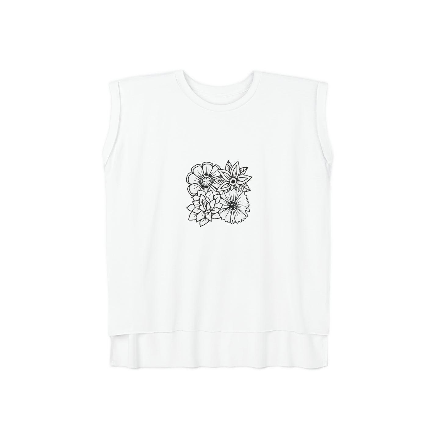 Women’s Rolled Cuffs Muscle Tee (Flowers)