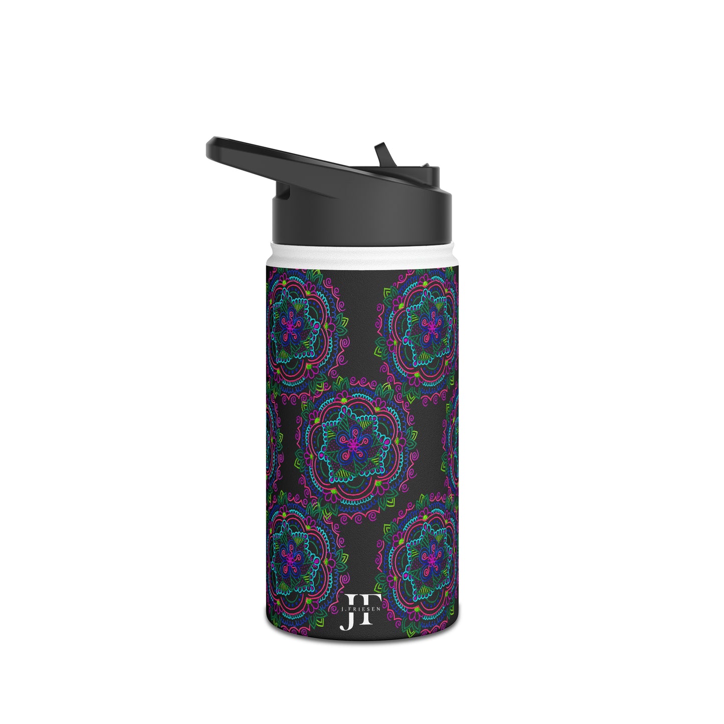 Stainless Steel Water Bottle (Black Mandala)