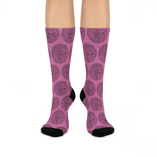 Pink Circle Print Cushioned Crew Socks