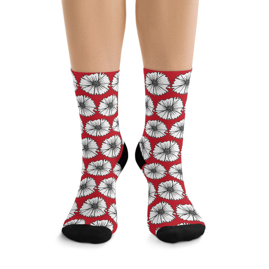 Recycled Poly Socks (Red Flowers)