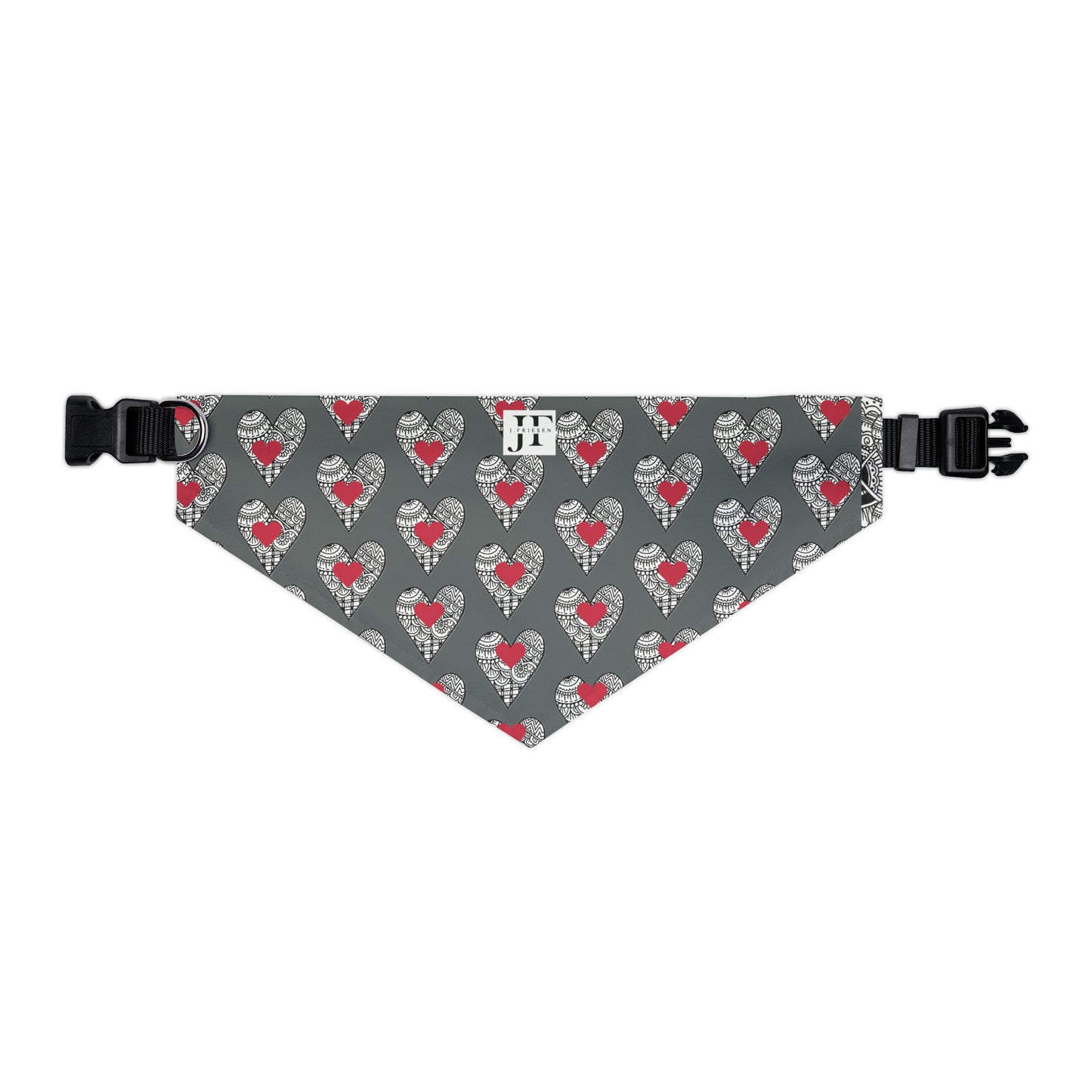 Pet Bandana Collar (Grey Hearts)