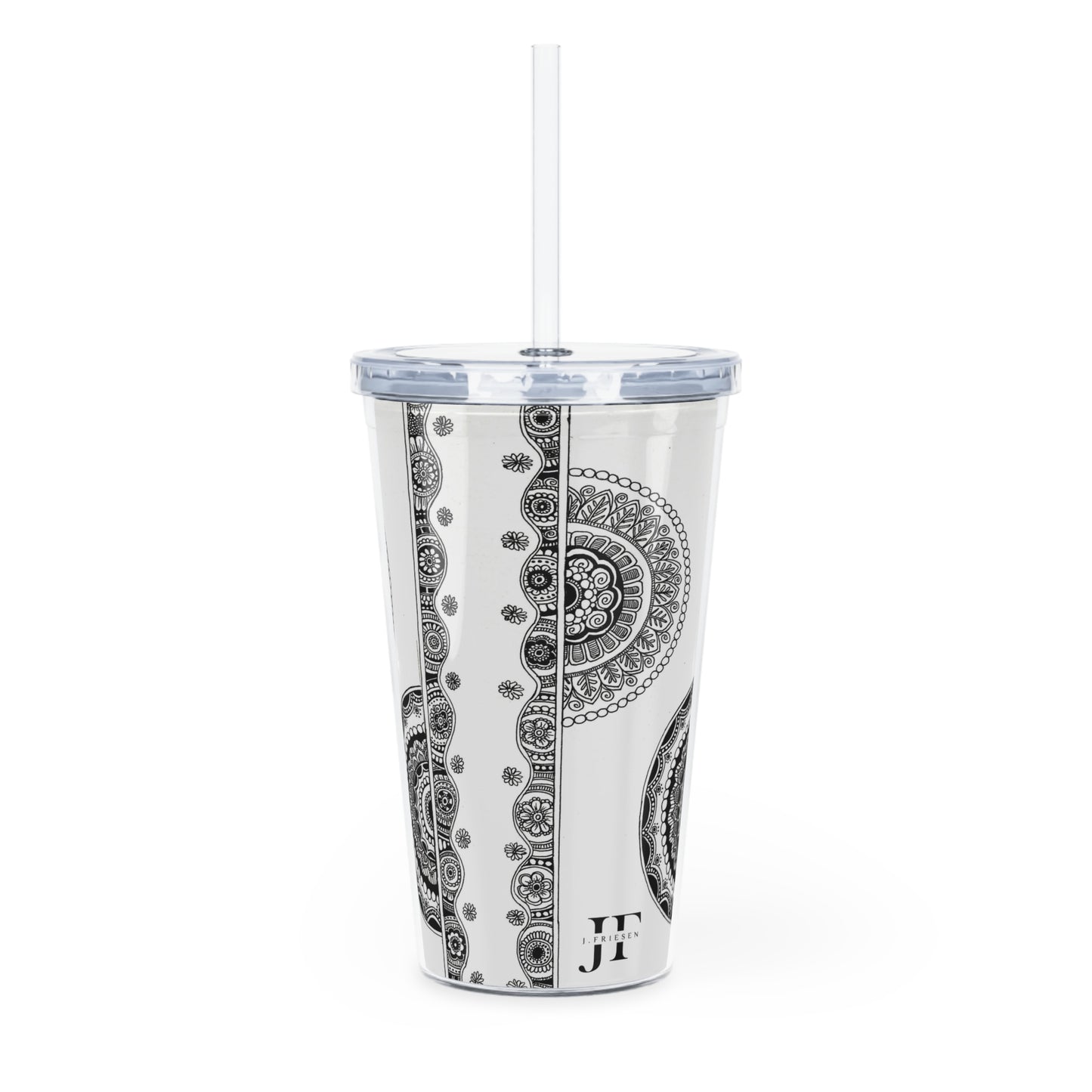 Plastic Tumbler with Straw (White)