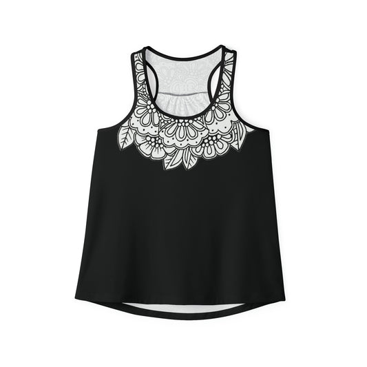 Women's Tank Top (Mandala Collar- Black)