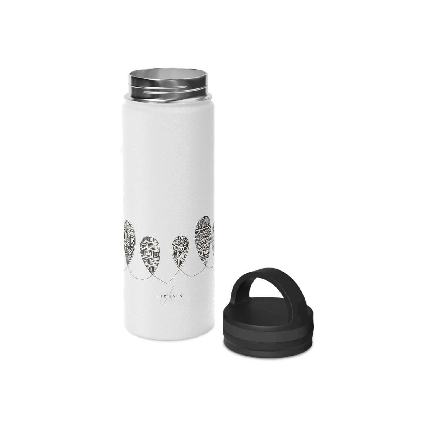 Stainless Steel Water Bottle, Handle Lid (Doodles)