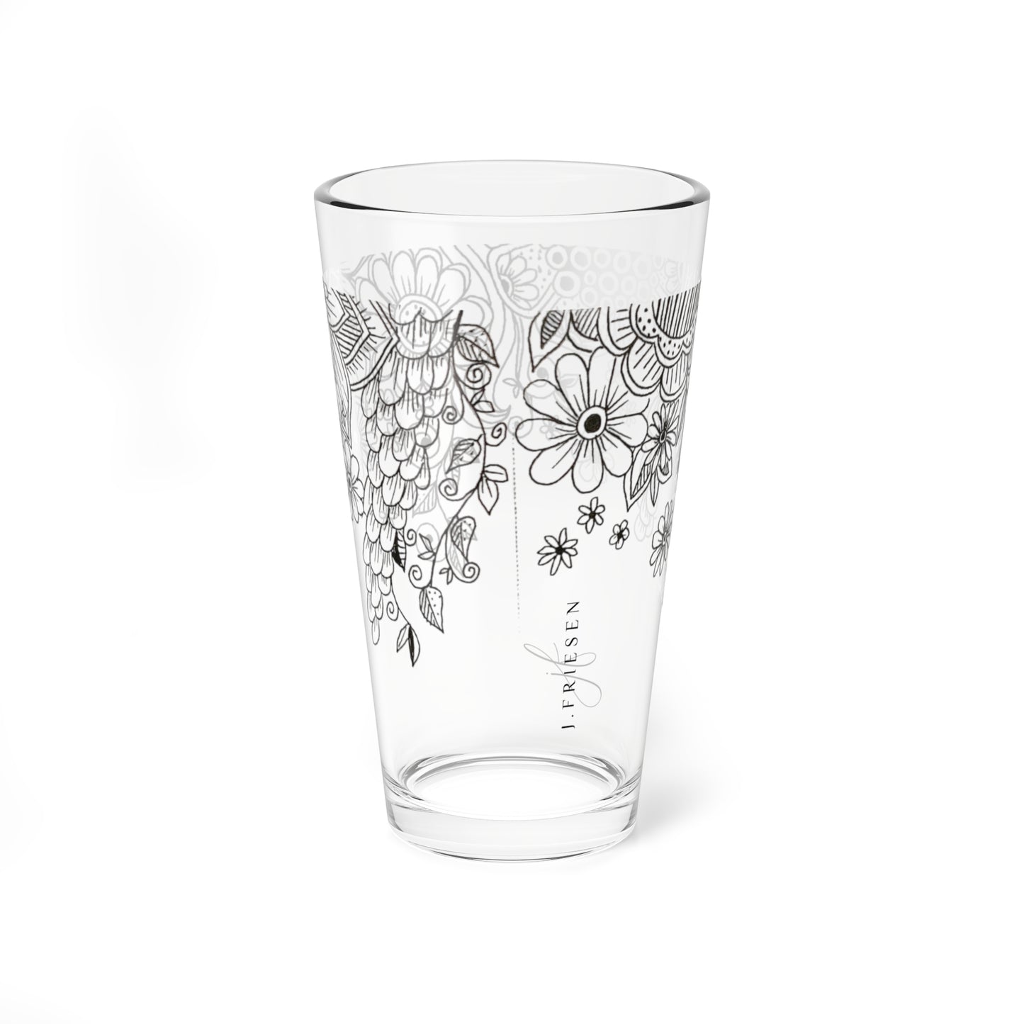 Mixing Glass, 16oz (Flowing Flowers)