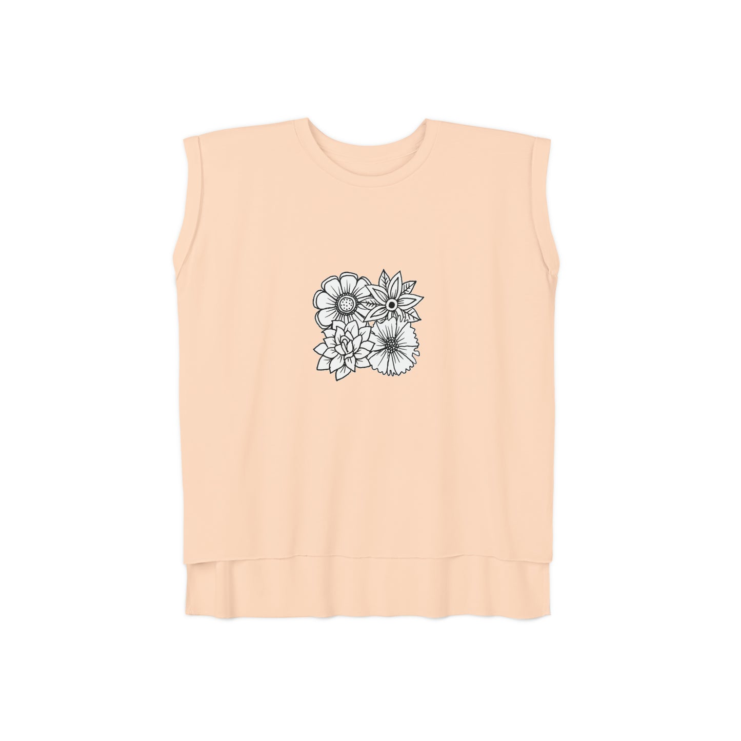 Women’s Rolled Cuffs Muscle Tee (Flowers)