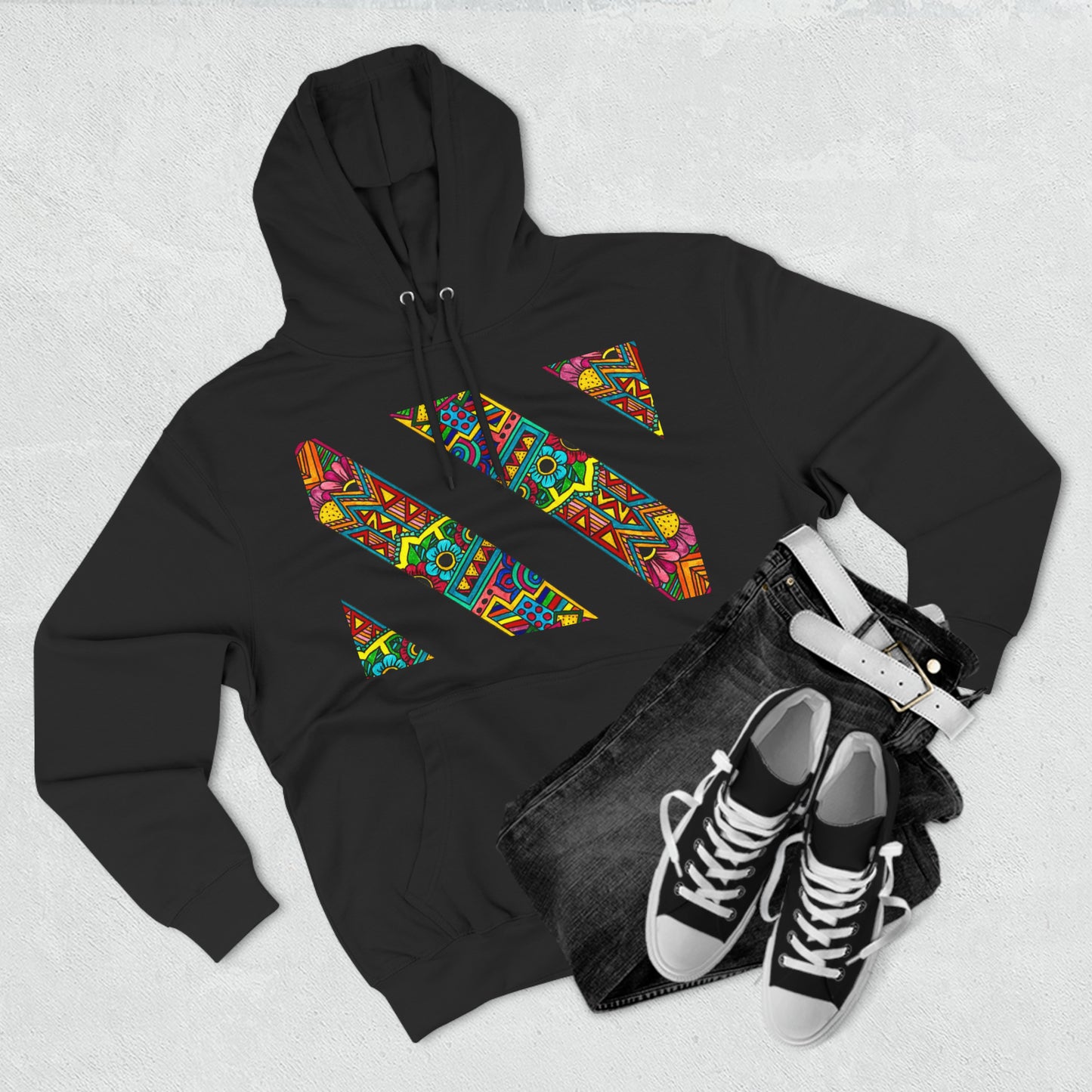 Colour Pattern Three-Panel Fleece Hoodie