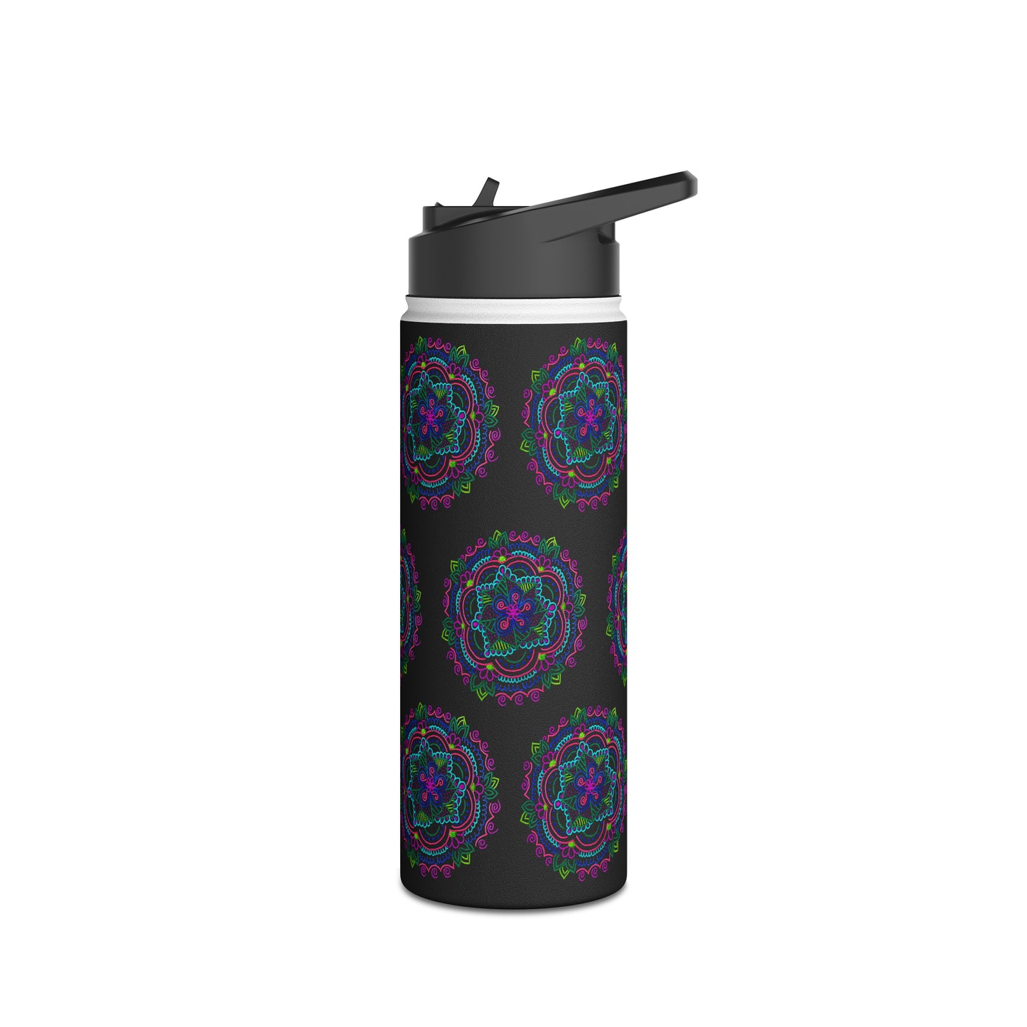 Stainless Steel Water Bottle (Black Mandala)