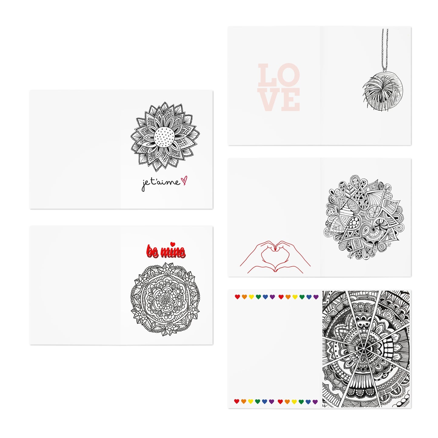 Colour Me Cards (5-Pack) Valentine's Day