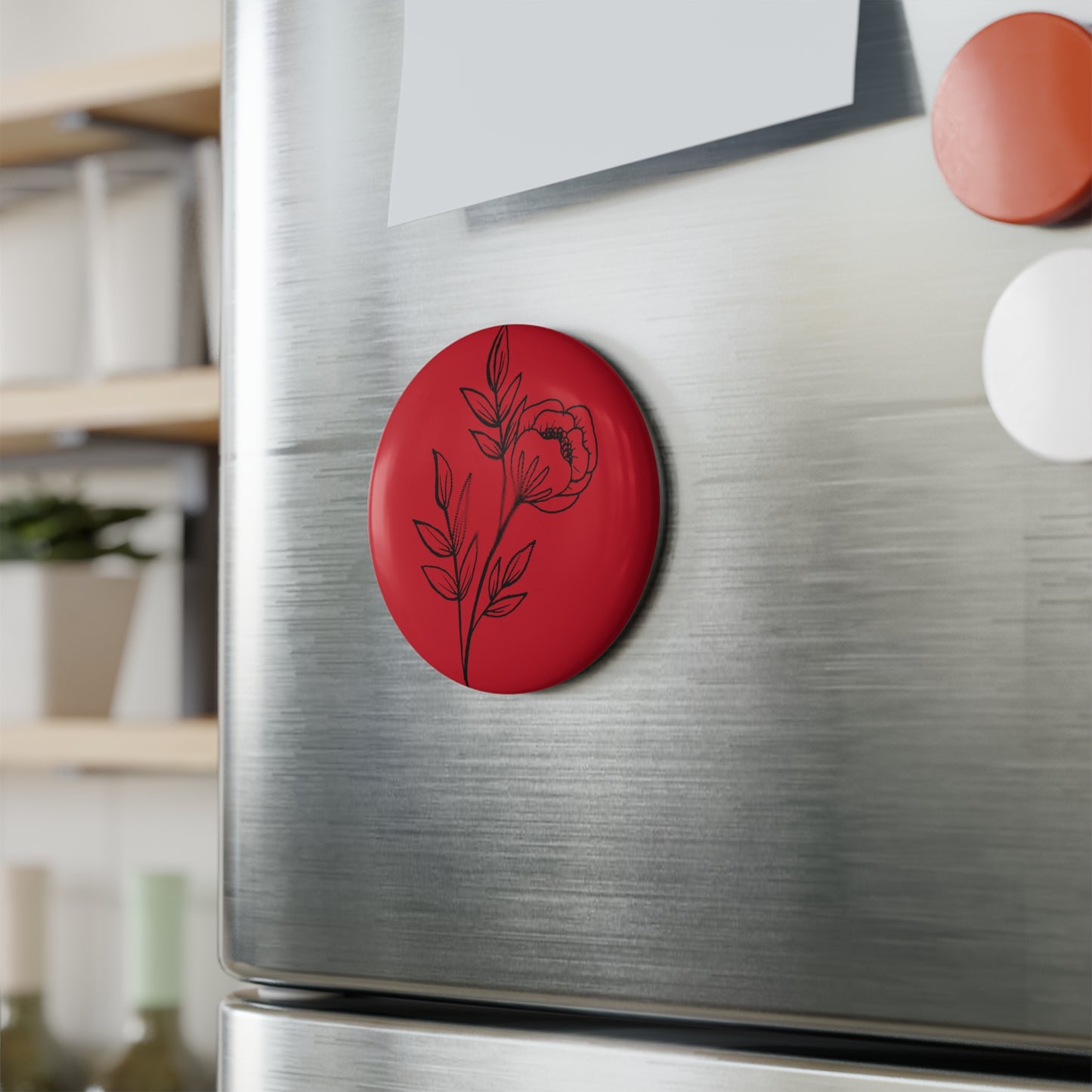 Button Magnet (Red Flower)