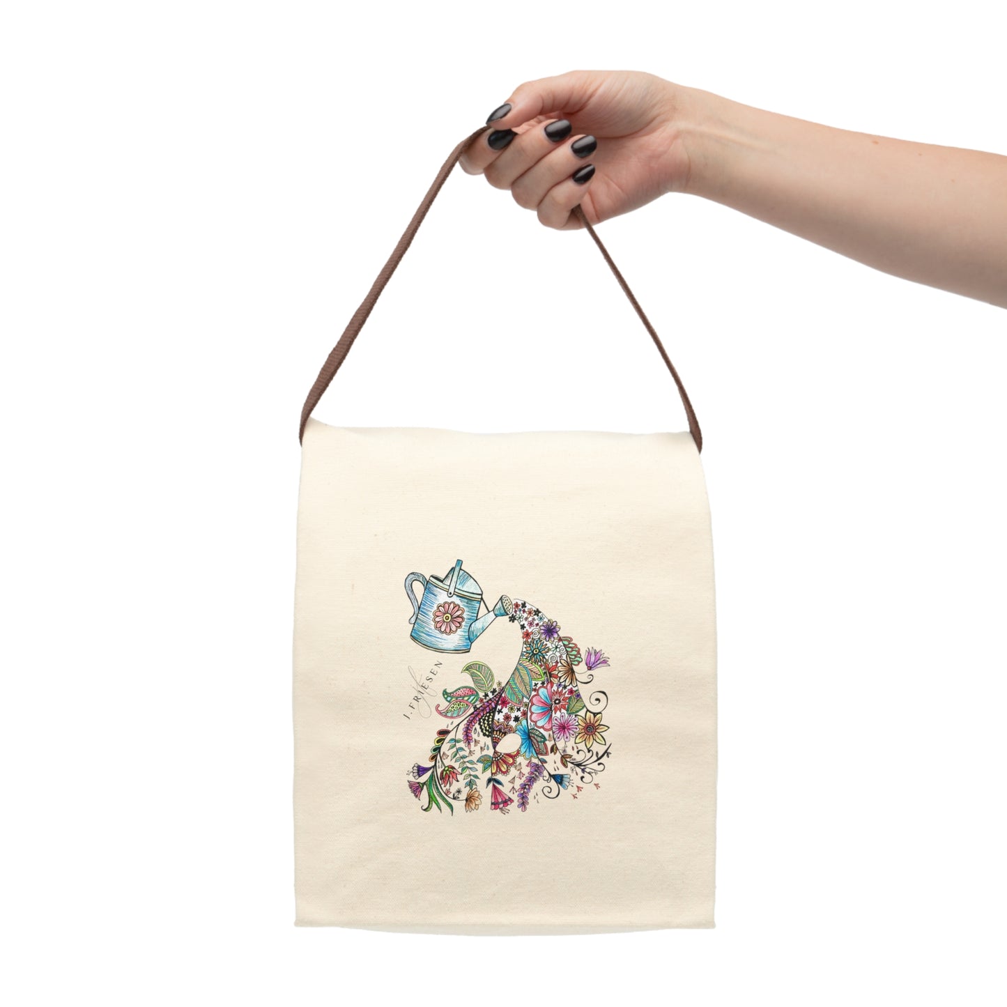 Canvas Lunch Bag With Strap (Watering Can)