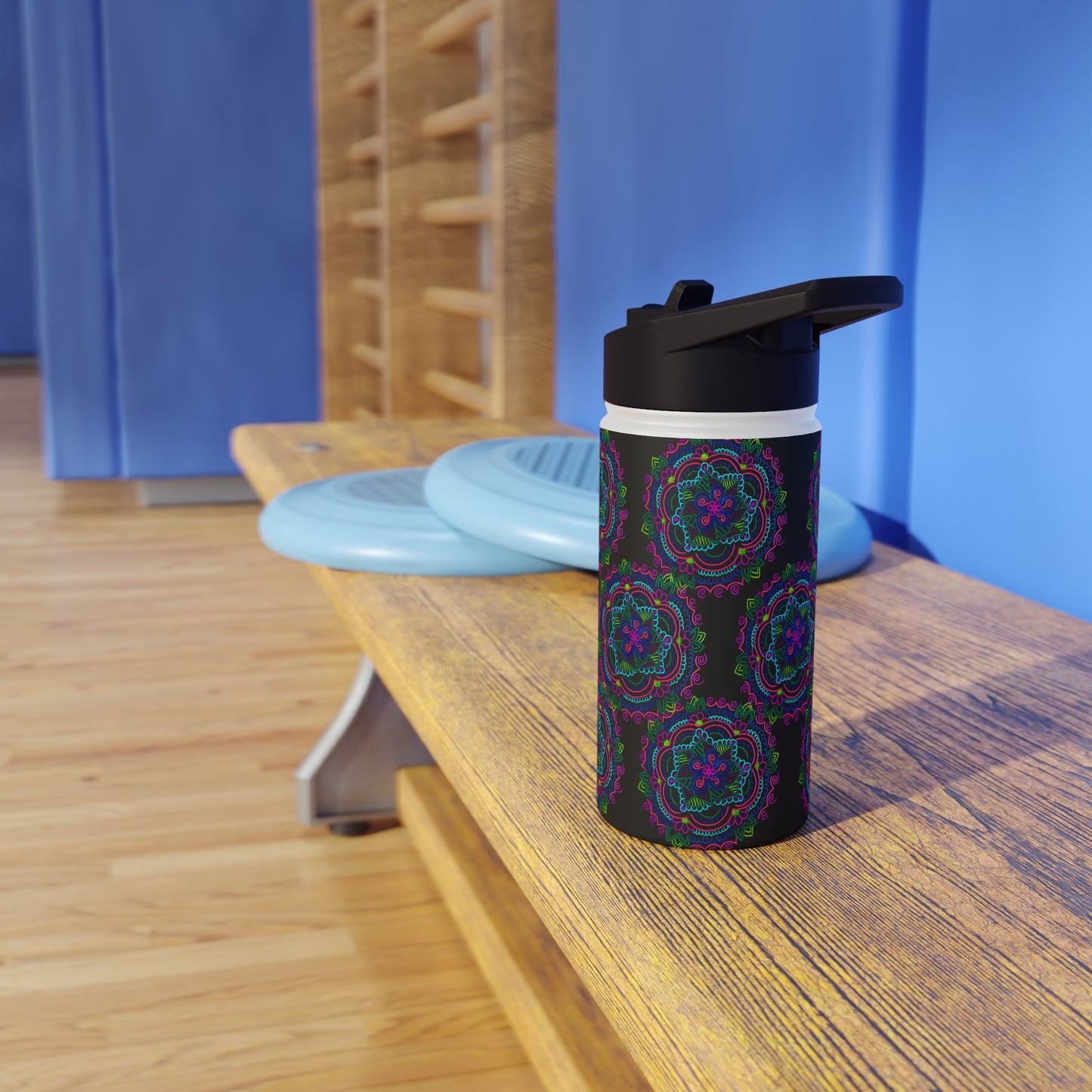 Stainless Steel Water Bottle (Black Mandala)