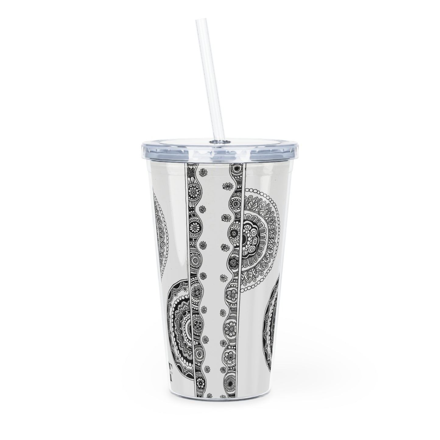 Plastic Tumbler with Straw (White)