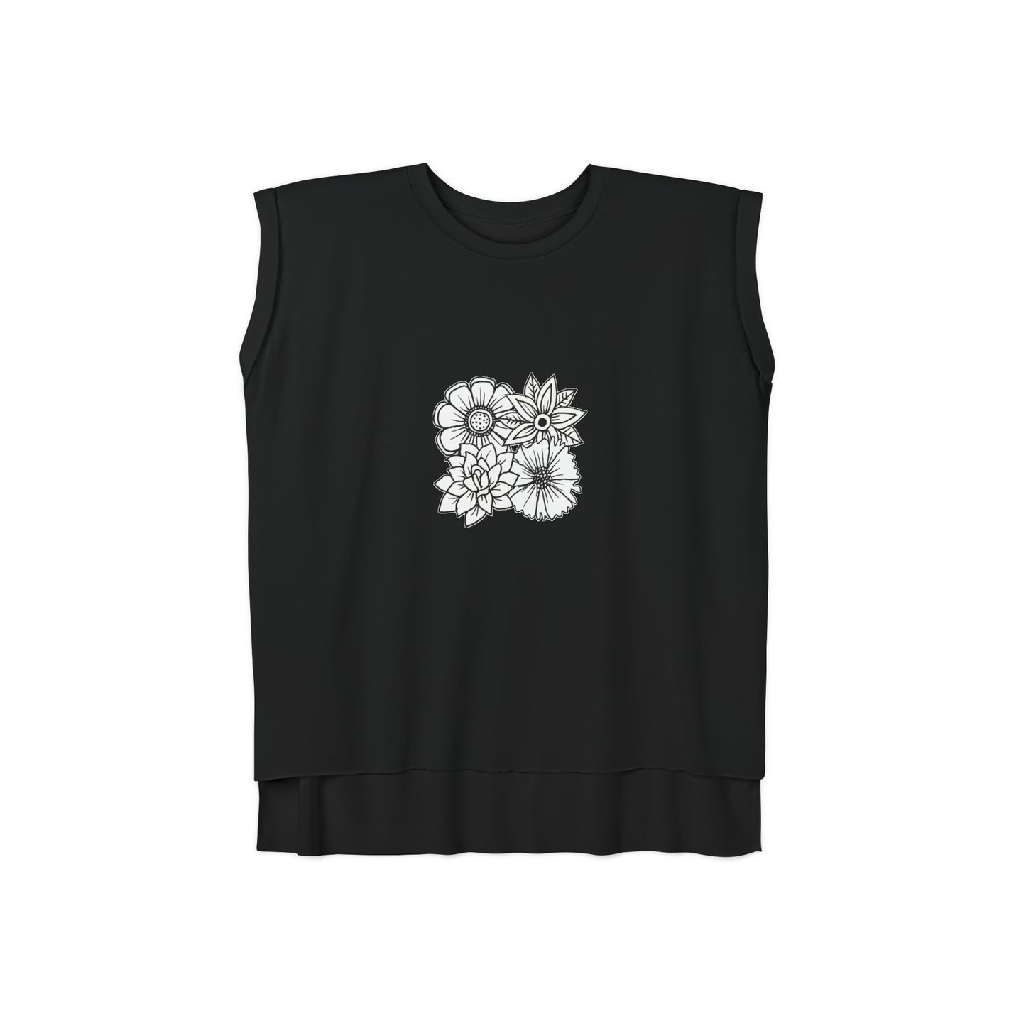 Women’s Rolled Cuffs Muscle Tee (Flowers)