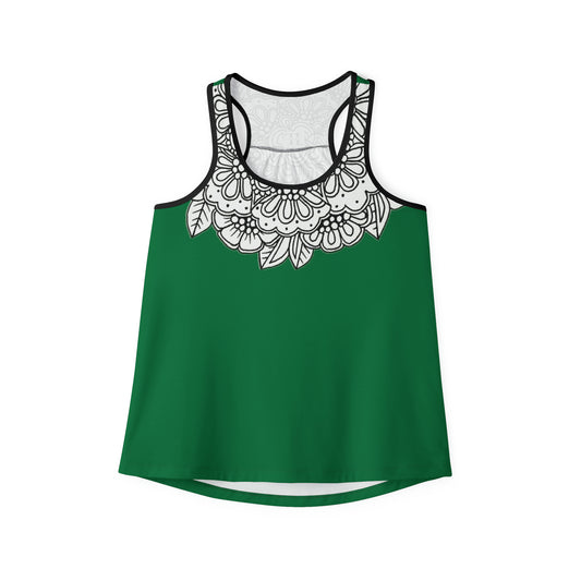 Women's Tank Top (Mandala Collar- Green)