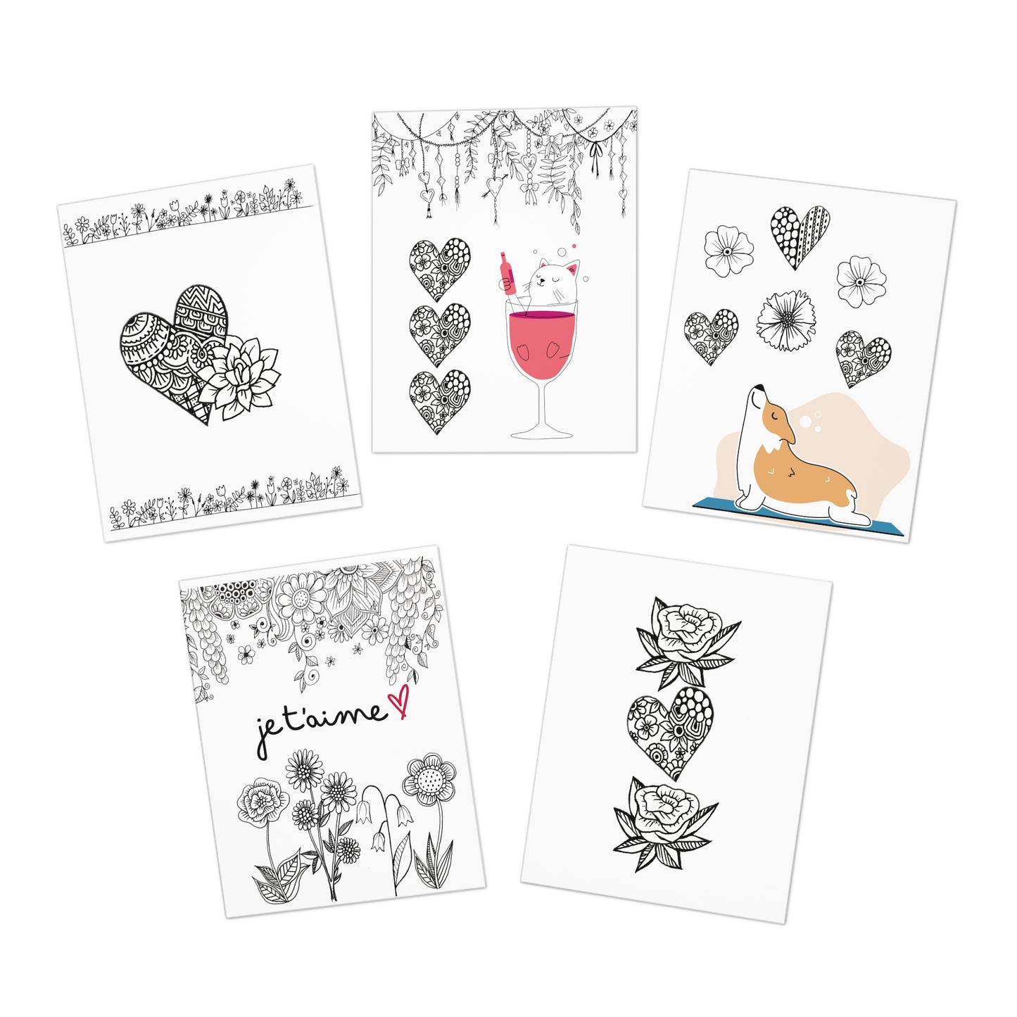 Colour Me Cards (5-Pack) Valentine's Day 3