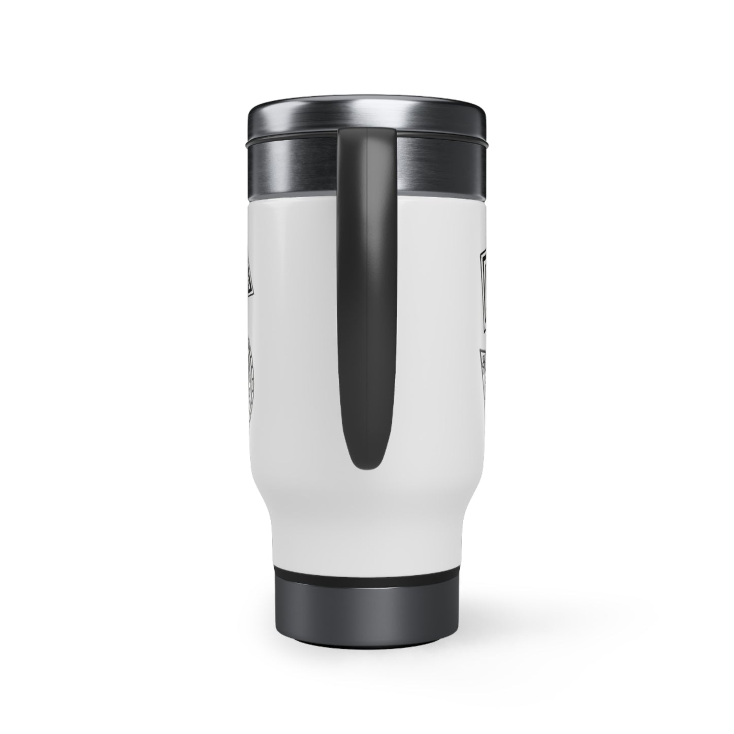 Stainless Steel Travel Mug with Handle, 14oz (Shapes)