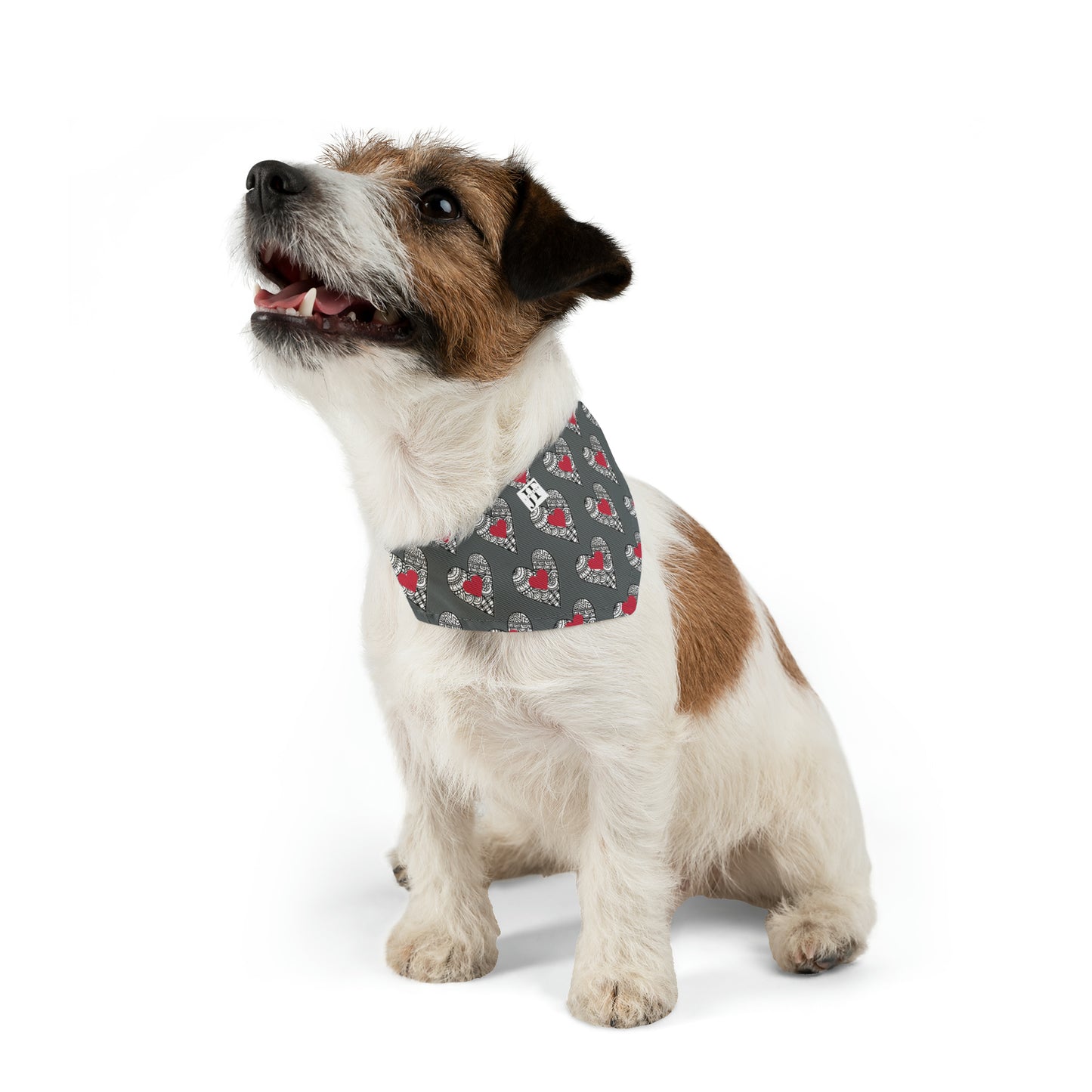 Pet Bandana Collar (Grey Hearts)