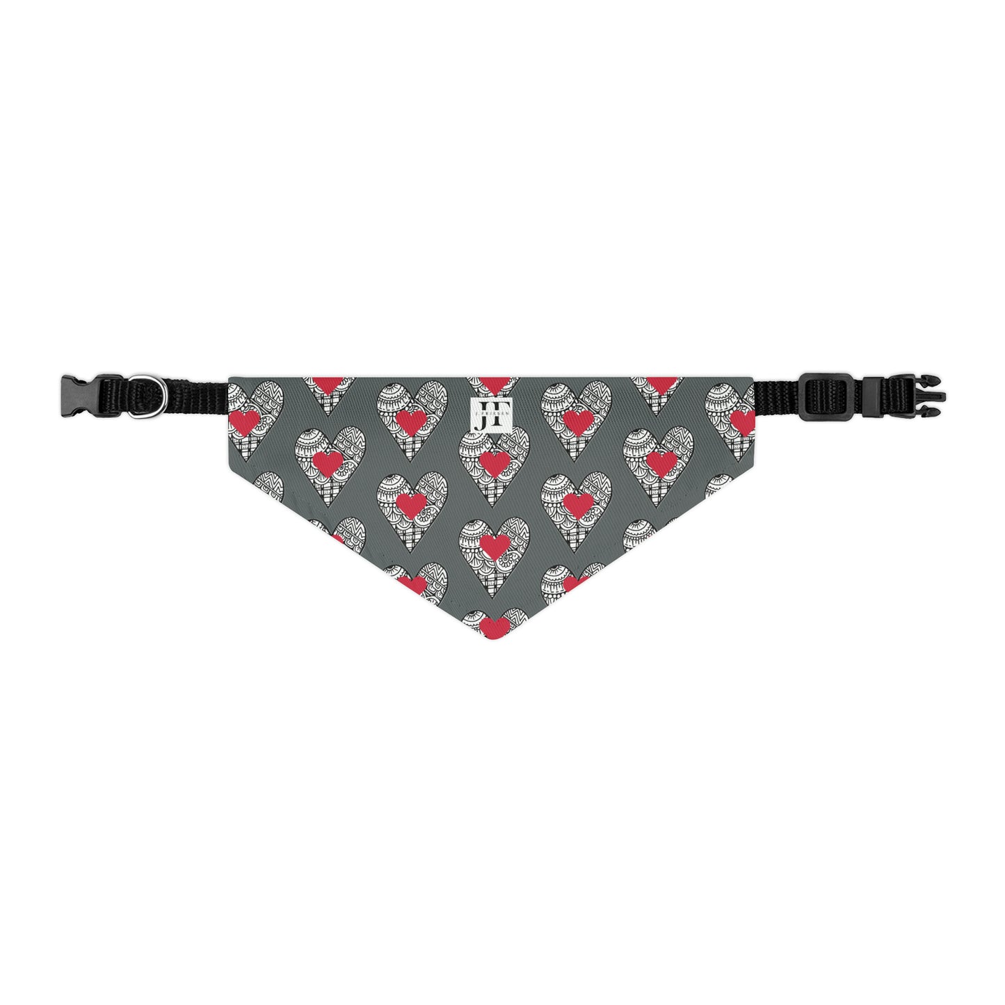 Pet Bandana Collar (Grey Hearts)