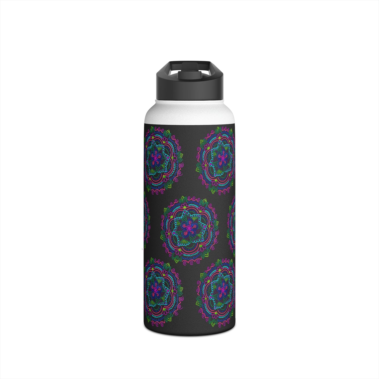 Stainless Steel Water Bottle (Black Mandala)