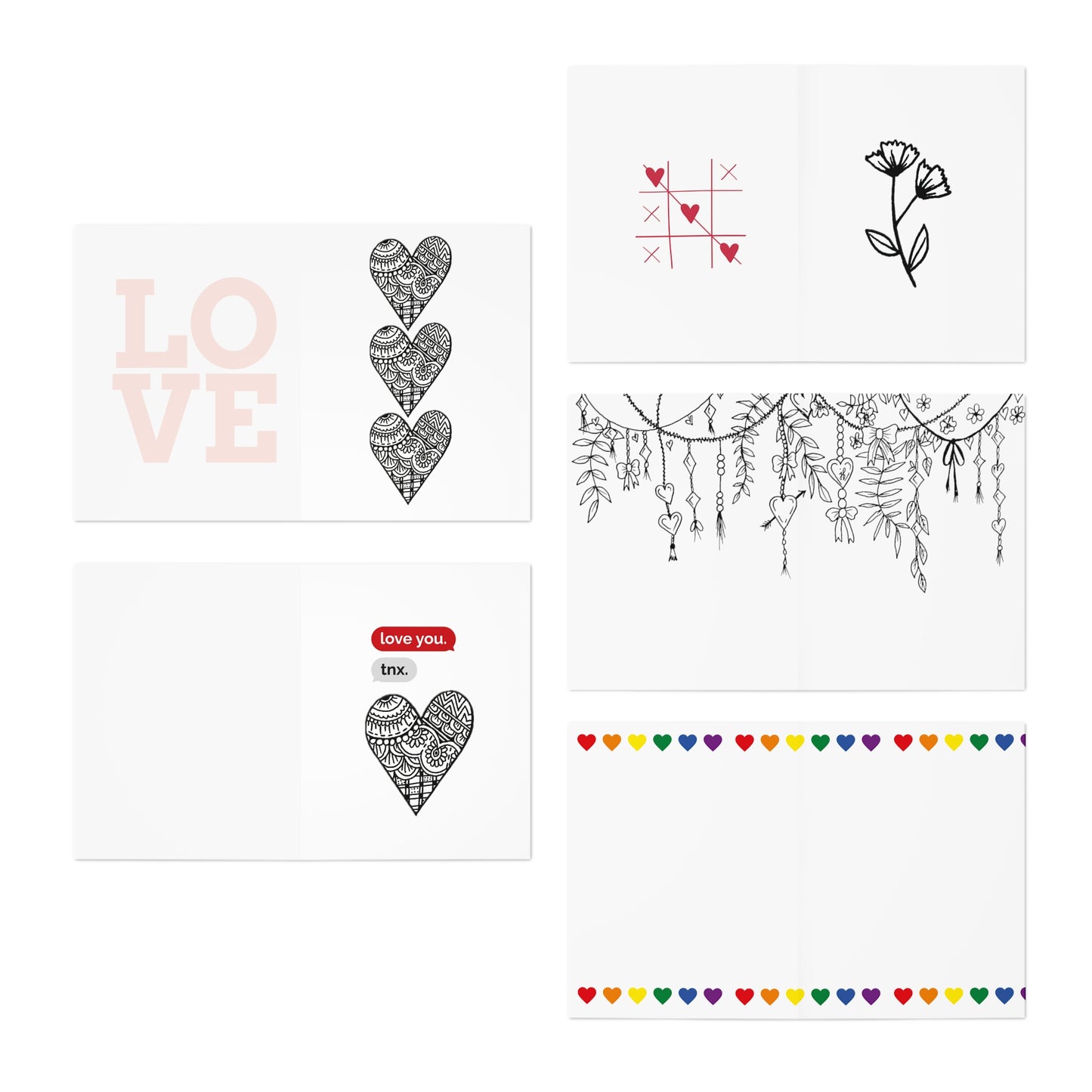 Colour Me Cards (5-Pack) Valentine's Day 2