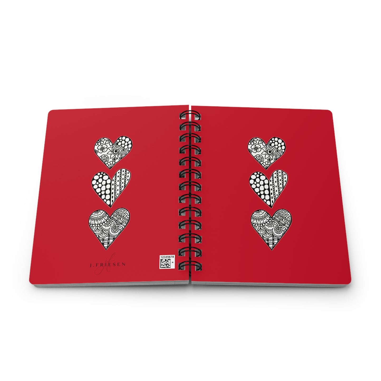 Spiral Bound Journal (Triple Red Hearts)